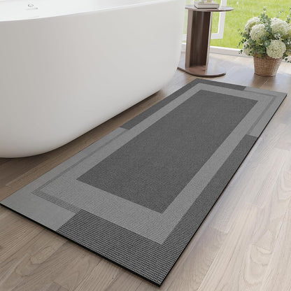 YDKGL Non Slip Bath Mat, Rubber Backing Ultra Thin Bathroom Rugs Fit Under Door Quick Dry Super Absorbent Washable Bath Rug Shower Mat for Bathroom Floor Bathtub Shower Sink, Easy Care Blue 16"x 24"
