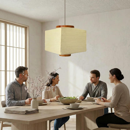 Nogy Paper Lantern Lamp Japanese Style Pendant Light - Off White Rice Hanging Paper Lamp Shade with Cord (11.5 Hardwired Square (Ceiling))
