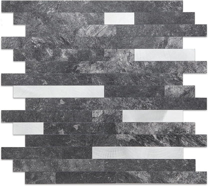 Yipscazo 2026 New Upgrade 11.34" X 11.57" Peel and Stick Backsplash, Stick on Backsplash Tiles for Kitchen, Bathroom, Fireplace (10 Sheets, Beige Rocks + Rose Gold)