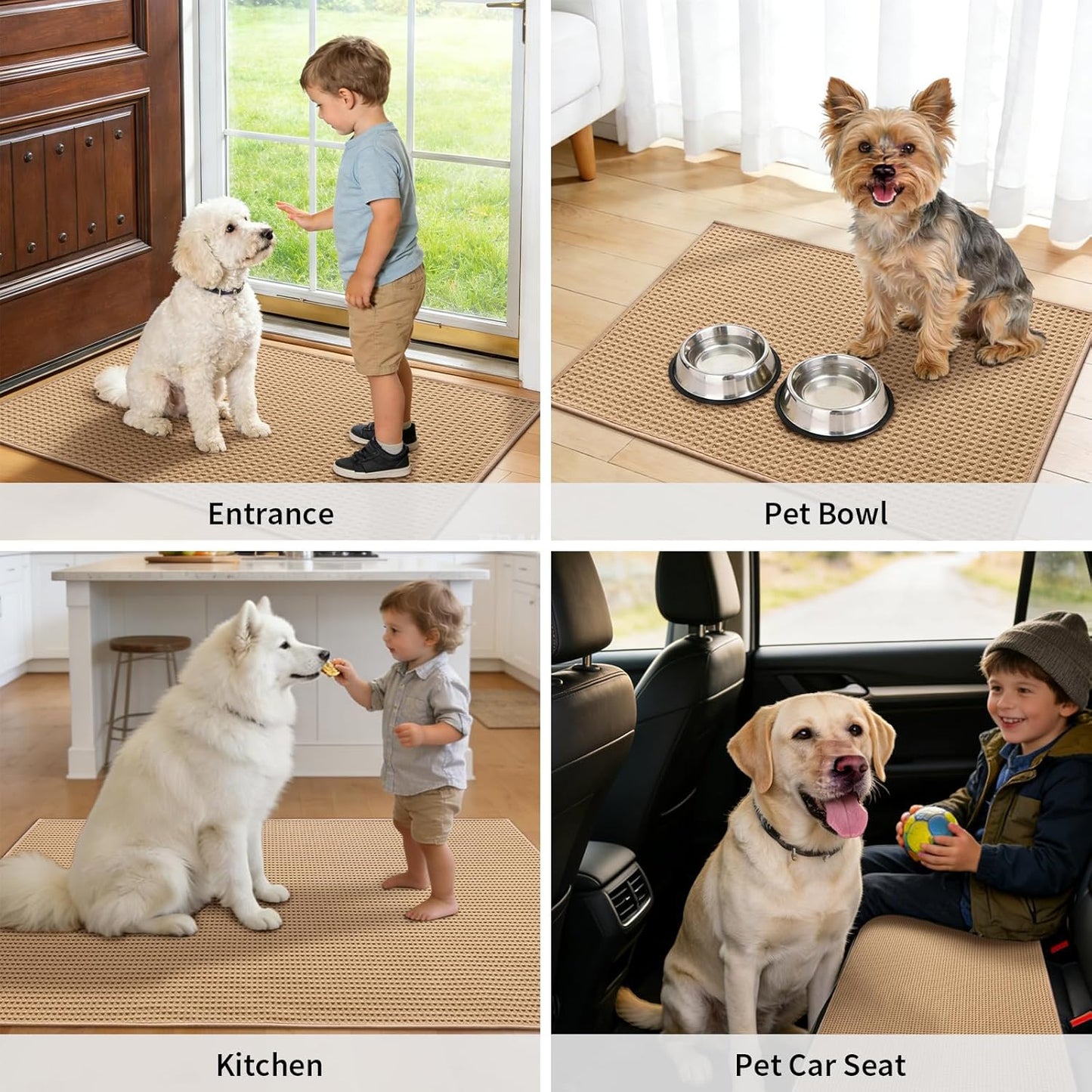 YIHOUSE Indoor Door Mat 24" x 36", Non-Slip Washable Entryway Mat, Dirt Trapper Absorbent Entrance Mat, Low Profile Floor Mat for Front/Back Door, Entryway, Khaki