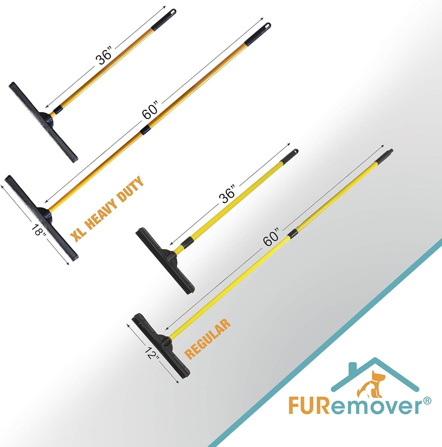 FURemover Pet Hair Removal Rubber Broom, 18" Broom Head