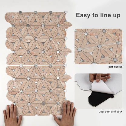 Peel and Stick Backsplash Tile, 10 Sheets Waterproof PVC Wall Tiles for Kitchen Bathroom, Thick Self Adhesive Stick on Backsplash, Covers 9.67 Sq.Ft