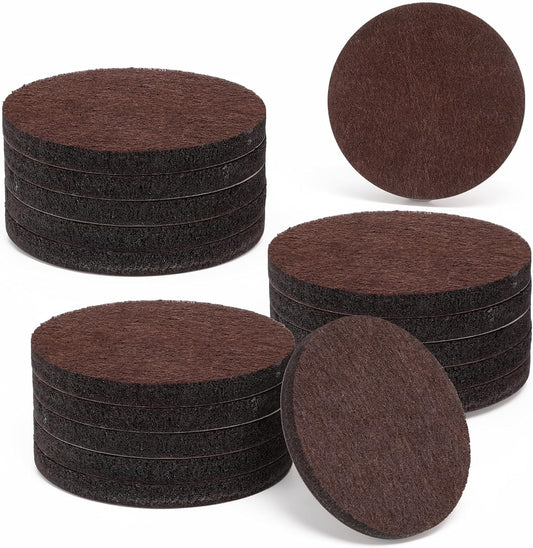 16 Pcs Chair Felt Pads, Anti Scratch 2-1/2”/63mm Antislip Furniture Pads Brown Round Self Adhesive Felt Floor Protectors 5mm Thick for Furnitures Feet Chair Legs
