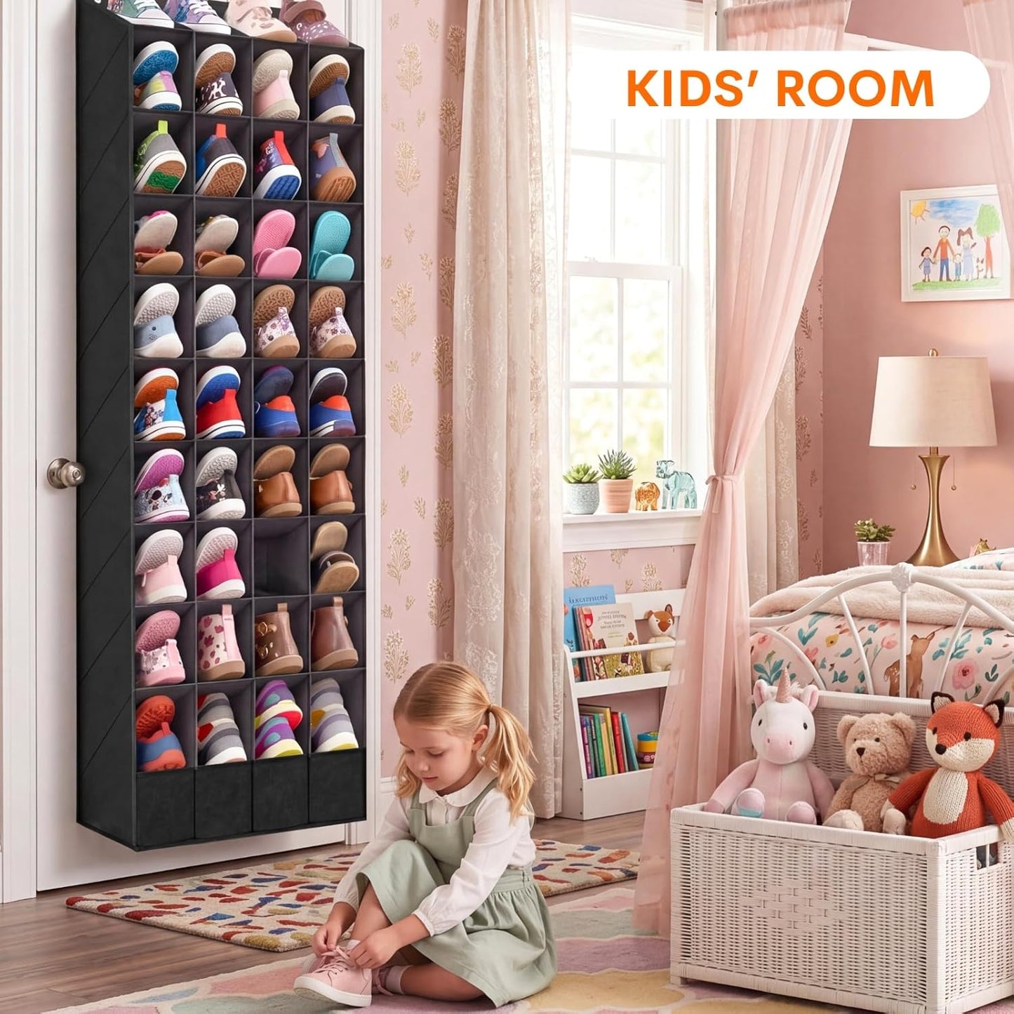 Ofiray-home 30-40 Pairs Over the Door Shoe Organizer | Large & Deep Pockets, Fits Boots, Sneakers or Larger Shoes, Space-Saving Hanging Shoe Rack