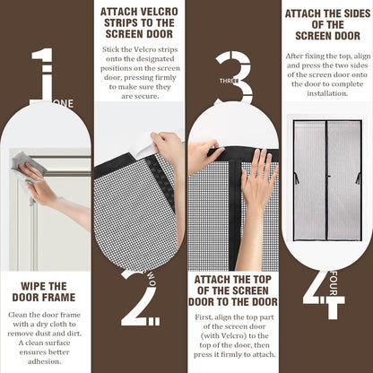 Magnetic Screen Door - Bugs Out, Breeze in - Heavy Duty Double-Stitched Mesh,Hands-Free Design - Pet and Kid Friendly, Fits Front/Sliding/Patio Doors