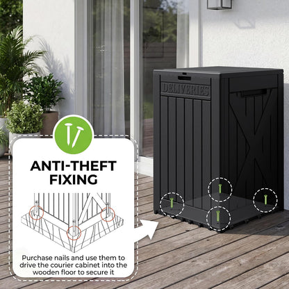 Greesum Outdoor Storage Box 31 Gallon Storage Box with Lid for Patio Furniture, Garden Tools, Pool Supplies, Waterproof and UV Resistant, Lockable, Dark Black