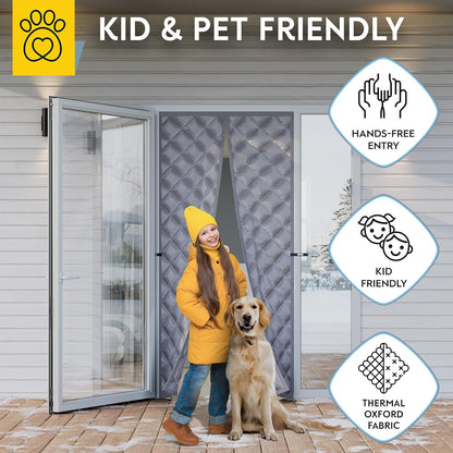 AUGO Heavy Duty Magnetic Screen Door – Fiberglass Pet Resistant Mesh, Self Sealing Hands Free Magnetic Closure, Tear Resistant Door Screen Keeps Bugs Out, Patent Pending Keep Open Feature – 38” x 83”