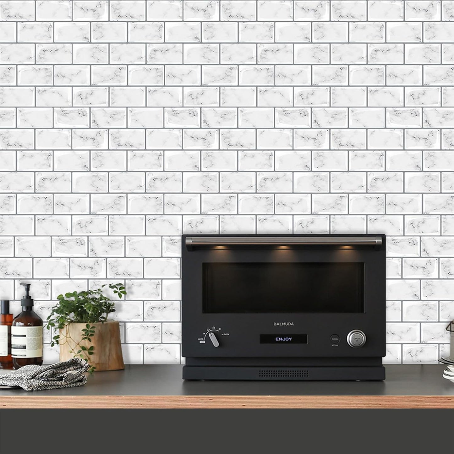 White Peel and Stick Backsplash Tiles for Kitchen, 10-Pack Self-Adhesive Waterproof Vinyl Bathroom Wall Tile(12 * 12 inches)