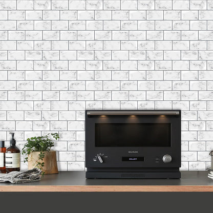 White Peel and Stick Backsplash Tiles for Kitchen, 10-Pack Self-Adhesive Waterproof Vinyl Bathroom Wall Tile(12 * 12 inches)