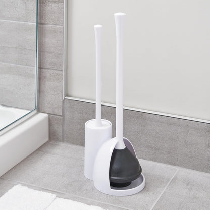 iDesign Compact Toilet Brush and Plunger Set, Gray | Bathroom Cleaning, Storage