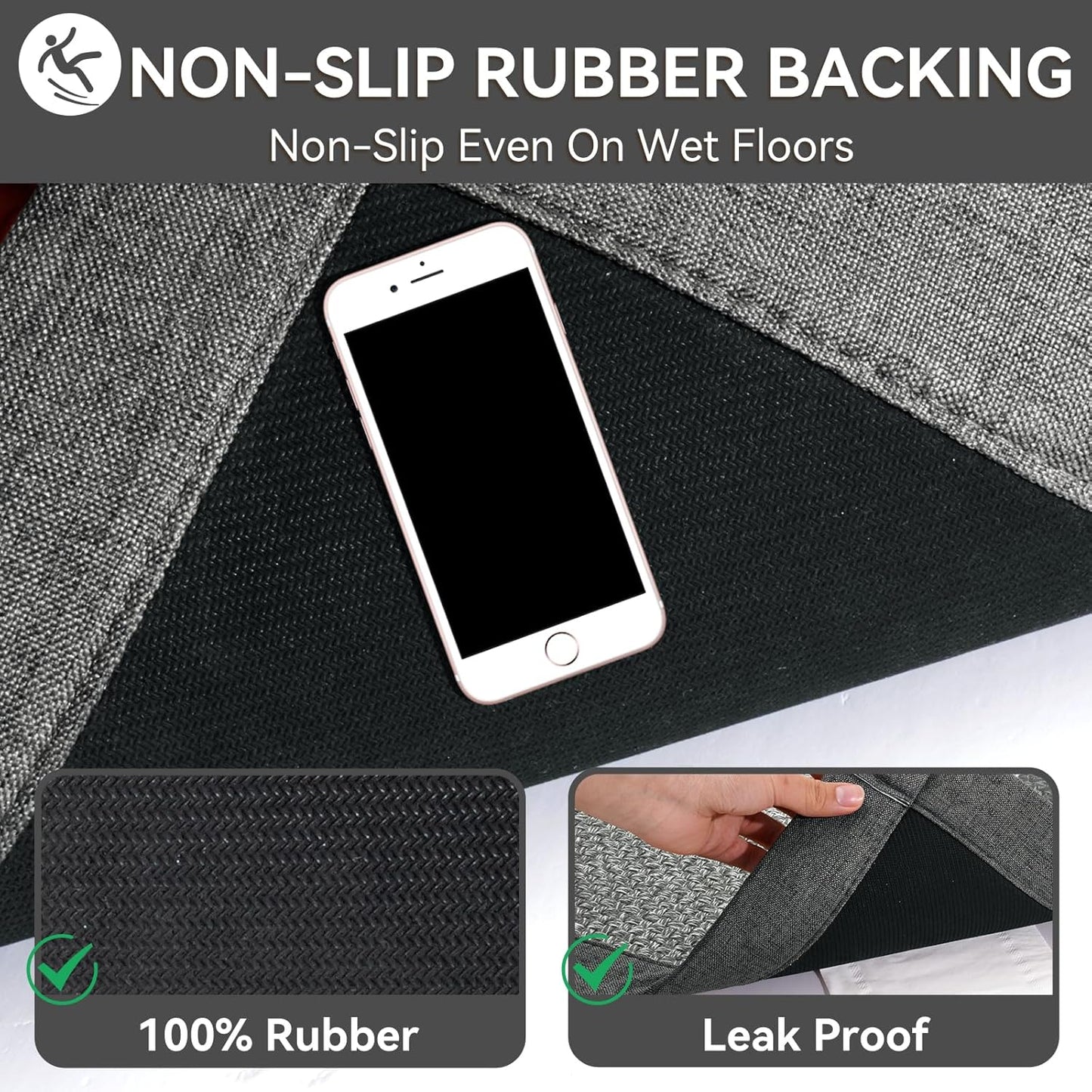 YDKGL Non Slip Bath Mat, Rubber Backing Ultra Thin Bathroom Rugs Fit Under Door Quick Dry Super Absorbent Washable Bath Rug Shower Mat for Bathroom Floor Bathtub Shower Sink, Easy Care Blue 16"x 24"