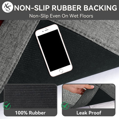 YDKGL Non Slip Bath Mat, Rubber Backing Ultra Thin Bathroom Rugs Fit Under Door Quick Dry Super Absorbent Washable Bath Rug Shower Mat for Bathroom Floor Bathtub Shower Sink, Easy Care Blue 16"x 24"