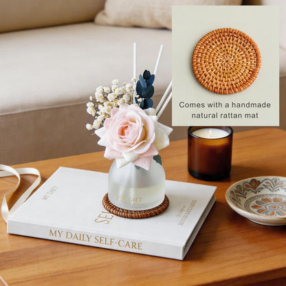 Reed Diffuser Set,4.06 oz Scent Flower Diffuser with 6 Sticks,Home Fragrance,Reed Diffuser for Bathroom Shelf Decor (Jasmine Rose)
