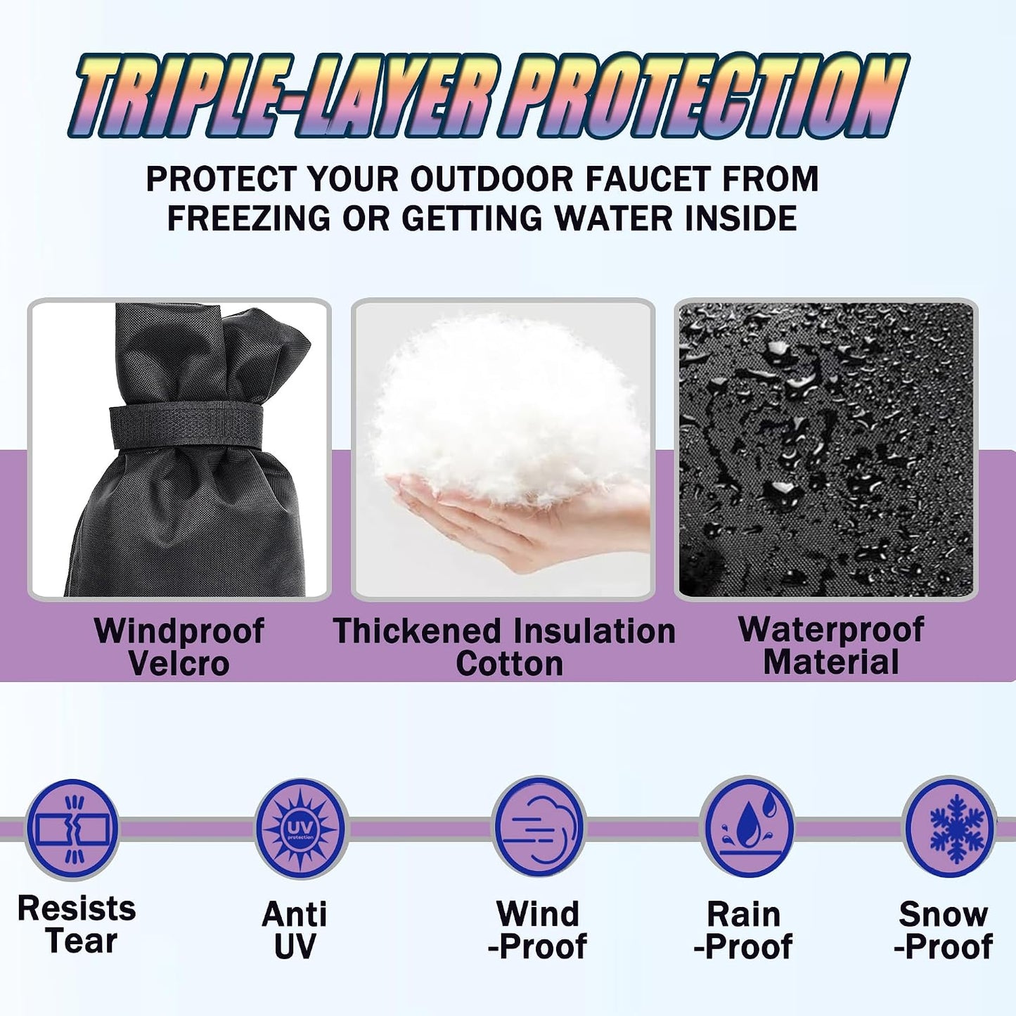 Outdoor Faucet Cover for Winter - Pro 7.1"W x 9.8"H - 4 PACK Outdoor Water Faucet Cover Socks for Winter Freeze Protection Pipe Insulation Reusable Waterproof Insulated Spigot backflow Cover - Beige