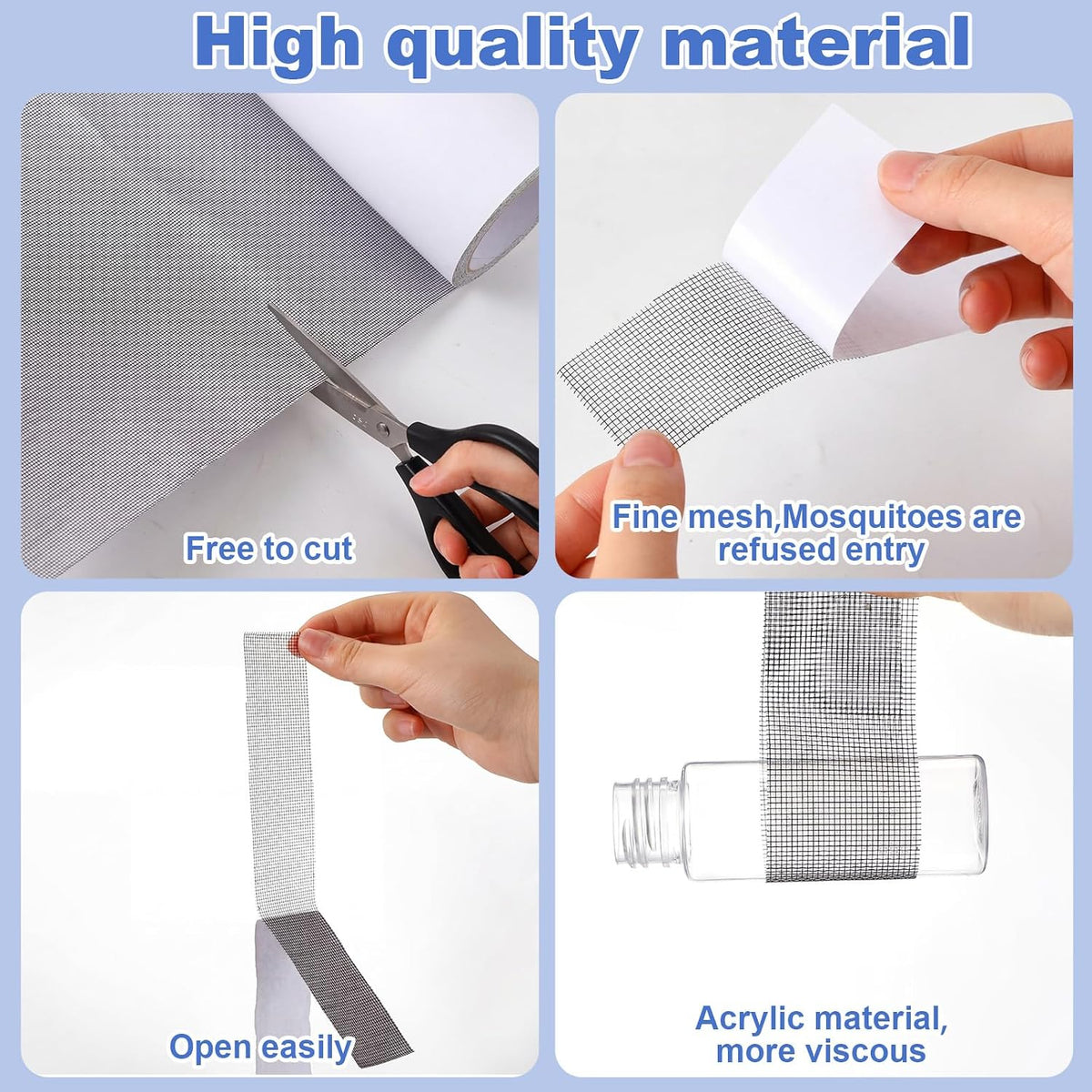 CroBlissful Extra Wide 5 inch x 20 ft Window Screen Tape Mesh Repair Strong Adhesive Waterproof Fiberglass Screen Repair Kit Patch for Window Door Tears Holes(Black)