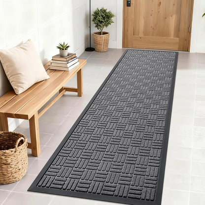 OLANLY Front Door Mat Outside Entrance 29.5x17, Absorbent, Heavy Duty Sturdy Natural Rubber Doormat Indoor Outdoor, Stain and Fade Resistant, Non-Slip Backing Low Profile Floor Mat for Entryway, Grey