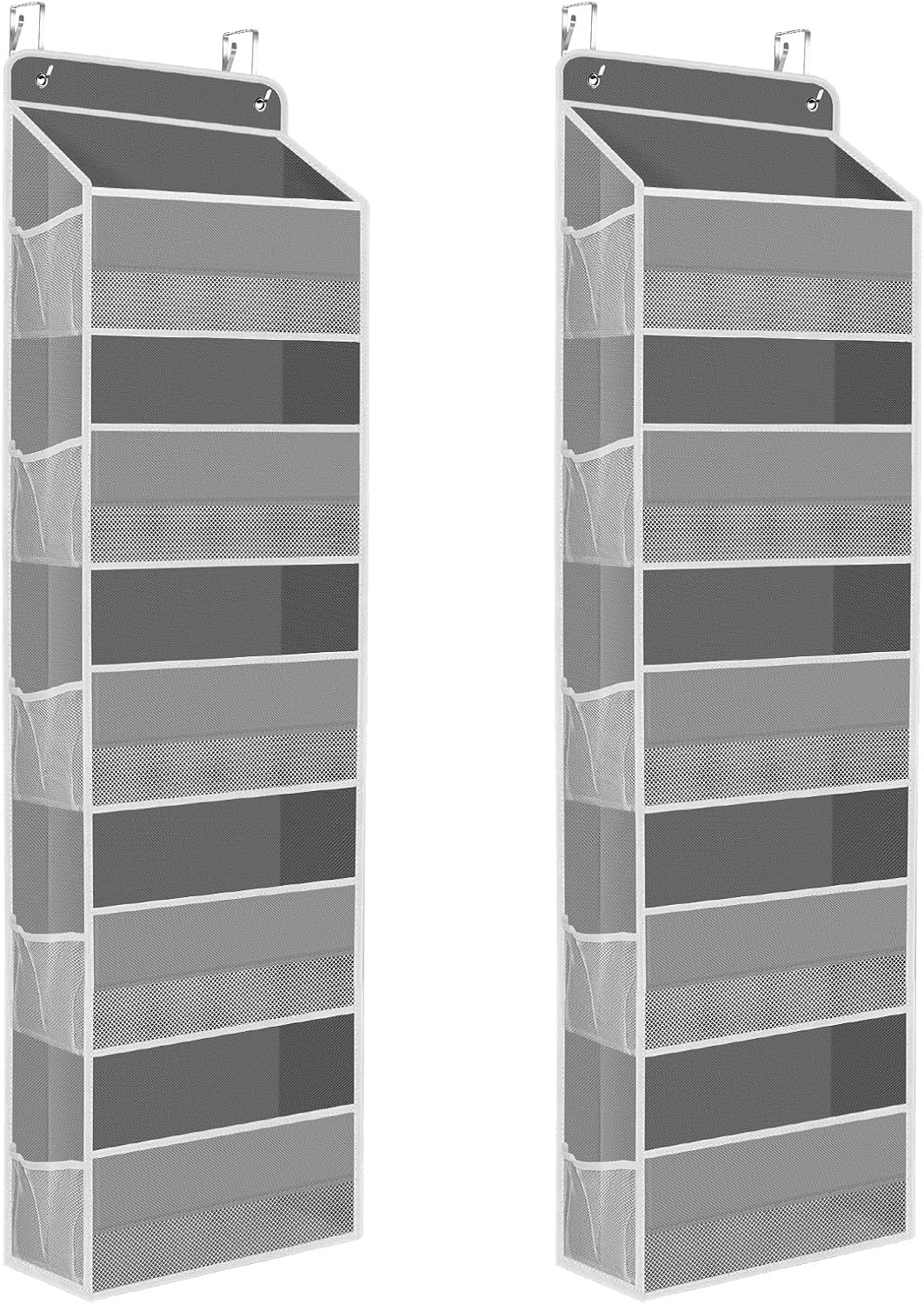 SpaceHacks 1 Pack Over The Door Organizer, Hanging Storage Organizer with Clear Window, 40lb Ultra Sturdy Large Capacity Room Organizer for Pantry Laundry Bathroom Nursery Closet Baby Essential (Grey)