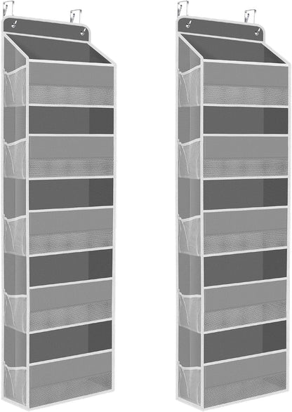 SpaceHacks 1 Pack Over The Door Organizer, Hanging Storage Organizer with Clear Window, 40lb Ultra Sturdy Large Capacity Room Organizer for Pantry Laundry Bathroom Nursery Closet Baby Essential (Grey)