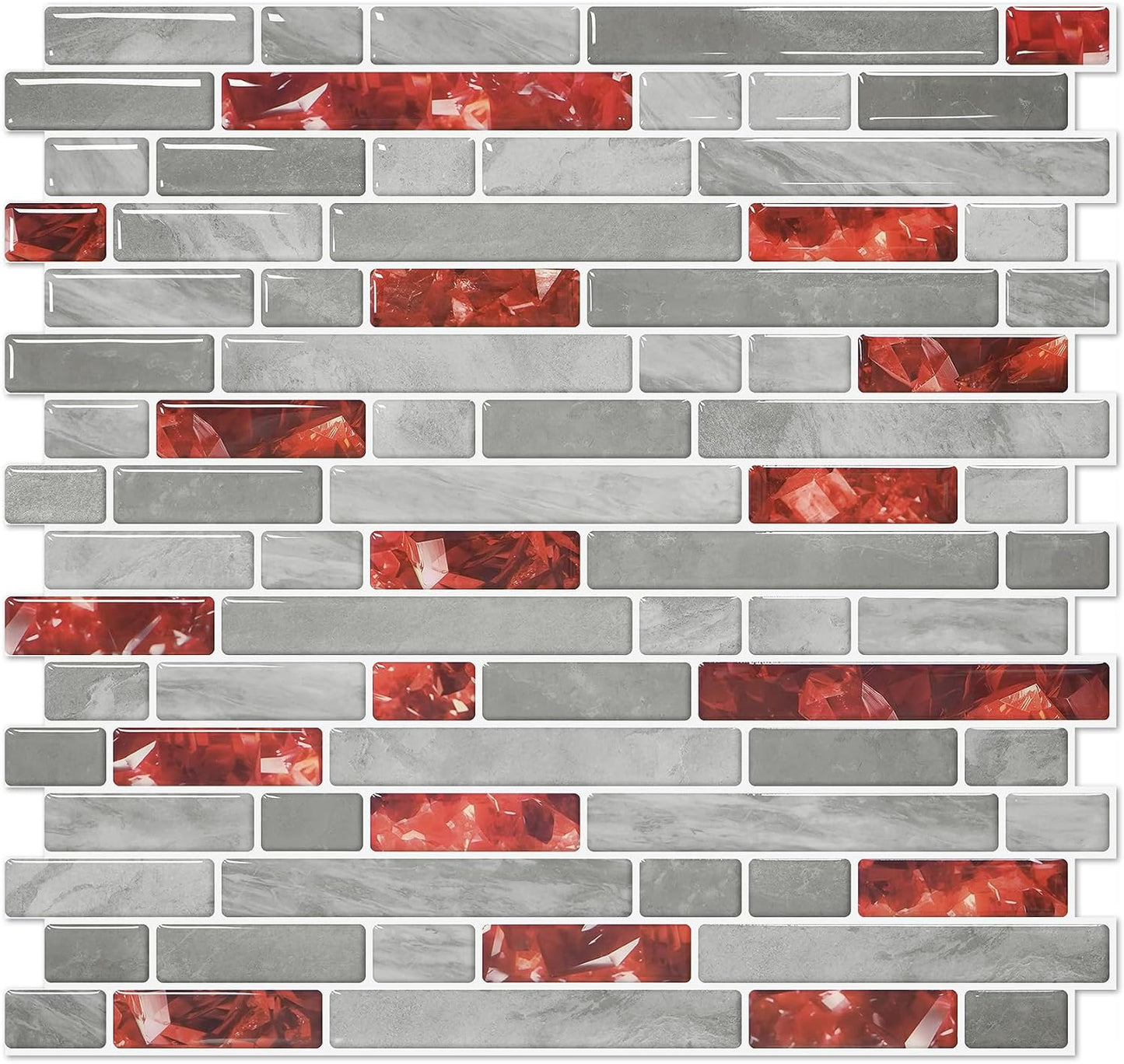 STICKGOO Peel and Stick Backsplash - 10 Sheets of 12”×12” - 3D Self Adhesive Peel and Stick Tile Backsplash for Kitchen & Bathroom
