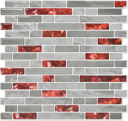 STICKGOO Peel and Stick Backsplash - 10 Sheets of 12”×12” - 3D Self Adhesive Peel and Stick Tile Backsplash for Kitchen & Bathroom