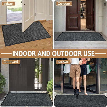 100pointONE Durable Front Door Mat, Heavy Duty Indoor Outdoor Doormat, 48” x 36” Low Profile Outdoor Mats for Home Entrance, Stain and Fade Resistant Shoe Scraper Mat, Ideal for High Traffic Area