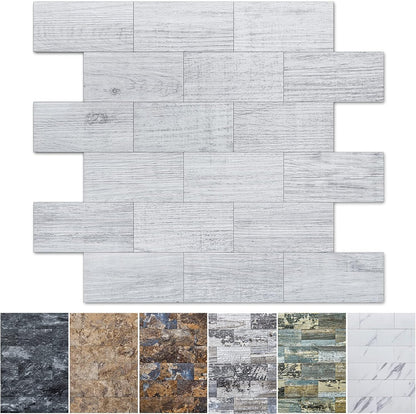 Art3d 10-Pack Peel and Stick Wall Tile for Backsplash, Stick on Stone Tile for Kitchen Bathroom Fireplace Vanitity in Stone Beige
