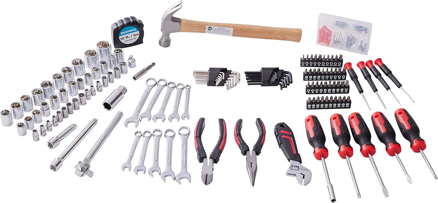 MECHMAX 149-Piece Home Tool Set with Socket and Wrench Kit | Premium alloy steel hand tools with hammer, pliers and compact storage case. Perfect DIY kit for house, apartment and dorm