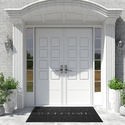 Yimobra Welcome Mat Outdoor Indoor, All-Weather Waterproof Front Door Mat Outside Entrance, Non-Slip Low Profile Porch Patio Doormat, 29.5x17, Black
