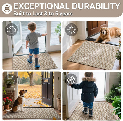 Door Mat 17"x30",Door Mat Indoor Entrance Dirt Resistant and Absorbent Non-Slip Rubber Backing Front Door Mats Washable Low-Profile Indoor Mats for Entryway, Inside Entrance Easy Clean Gray