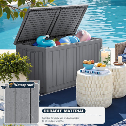 Greesum Outdoor Storage Box 31 Gallon Storage Box with Lid for Patio Furniture, Garden Tools, Pool Supplies, Waterproof and UV Resistant, Lockable, Dark Black
