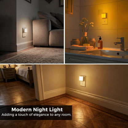 L LOHAS LED Night Lights Plug into Wall 2-Pack, 0.3W Plug in Night Light, Dusk to Dawn, 3000K Soft White, Bright Nightlight Auto-On/Off, for Adults Kids Room Bedroom Bathroom Hallway Kitchen, Non-Dim