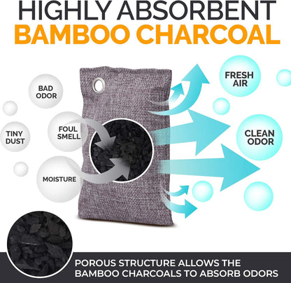Activated Charcoal Shoe Odor Elimination Bags. Remove Strong Odors in Car, Closet, Basement. 6 Activated Charcoal Bags Odor Absorbers for Home. Bamboo Charcoals Air Purifying Bag Charcoals Deodorizer