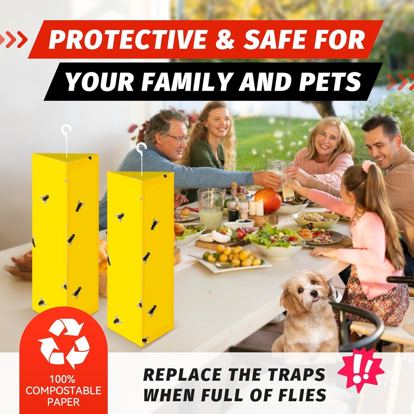 LULUCATCH Fruit Fly Sticky Traps 12 Pcs, Yellow Sticky Trap, Non-Toxic Gnat Traps Insect Catcher, Super Sticky Fly Traps for Indoor Outdoor Kitchen White Flies Mosquitos Fungus Gnats Flying Insects