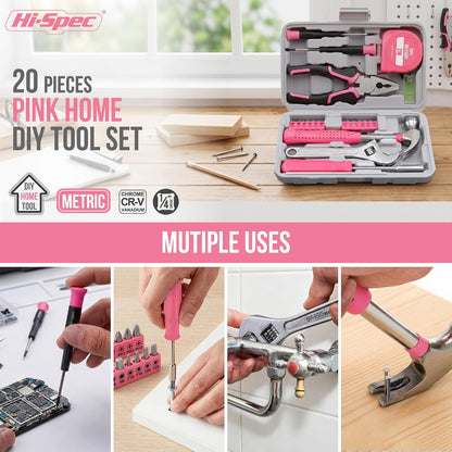 Hi-Spec Tool Kit Yellow 20pc. Small Tool Kit for Home DIY & Office Repairs. Compact and Lightweight Essential Tools in a Portable Book-Sized case.