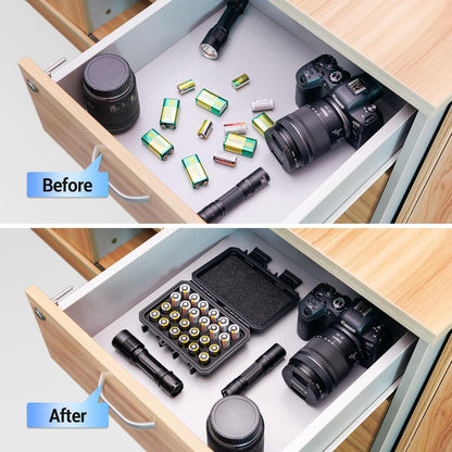 KIWIFOTOS 24xCR2 CR123 + 20x Coin Cell Battery Case Organizer, Holds CR2/CR123/CR123A/CR2032/CR2025/CR2016 Coin Cell Batteries, Battery Not Included