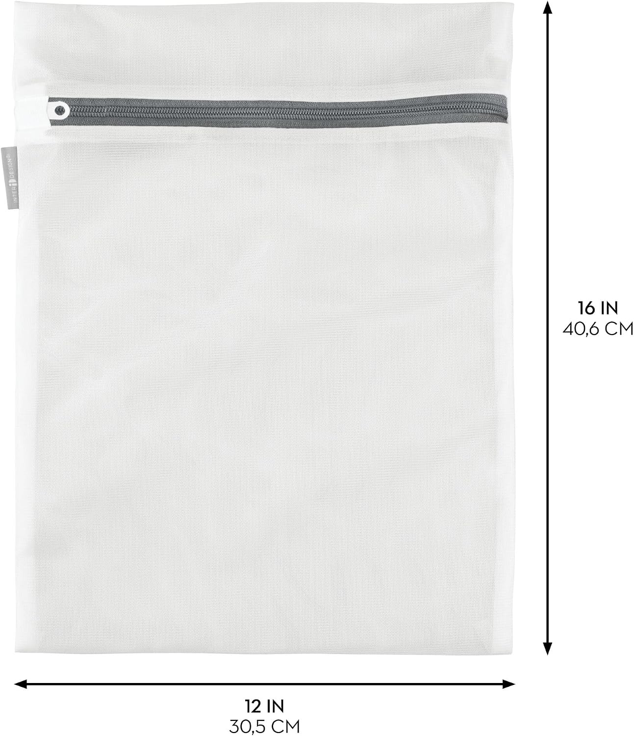 iDesign Mesh Laundry Bags with Built in Zipper for Cleaning Delicates– Set of 2, 1 Medium and 1 Large Bag, White