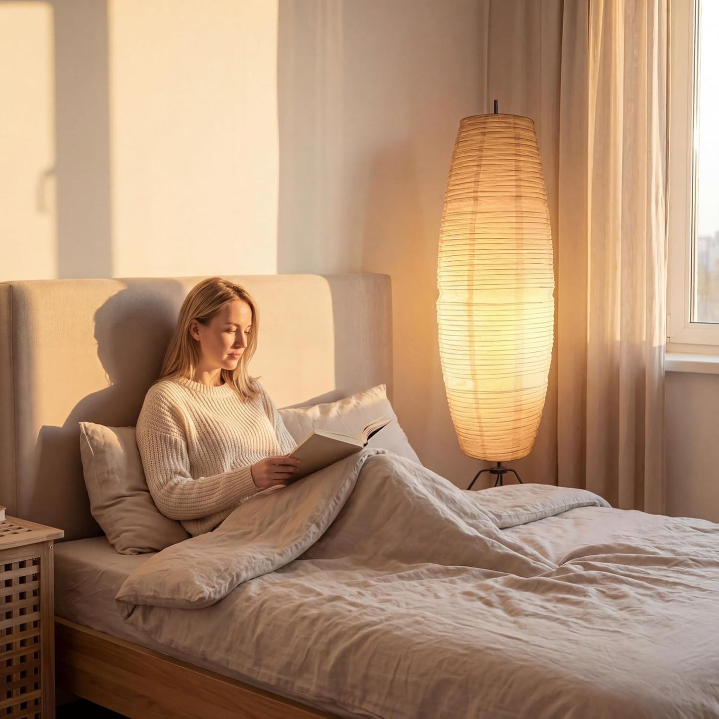 Toyvian Lamp Shade: Foldable White Paper Floor Lampshade for Standing Floor Lamp Replacement, Soft Light Diffuser for Bedroom Living Room Decor, Easy Install (43.31"W x 7.87"H)
