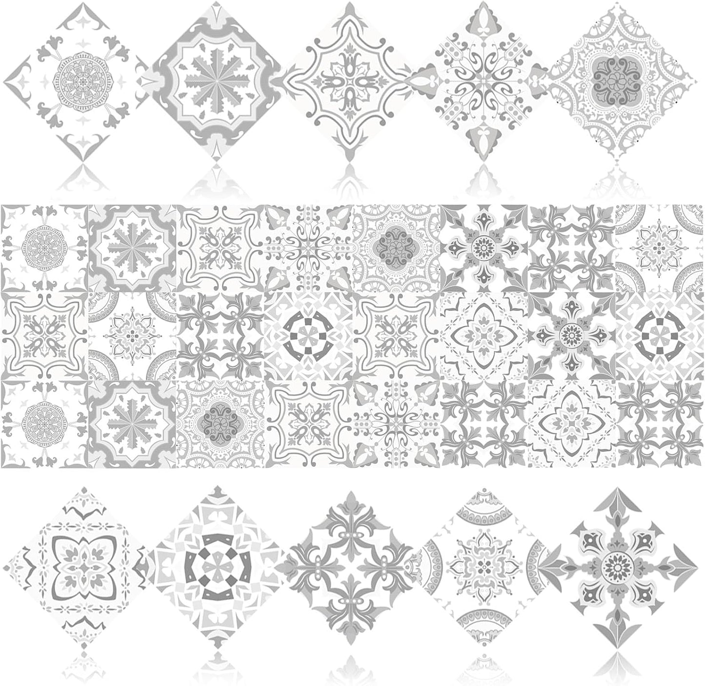 PVC Peel and Stick Tile Stickers 24Pcs Waterproof Removable Backsplash Wall Decals Self-Adhesive Subway Stickers for Kitchen Bathroom RV Instant DIY Upgrade Sticker (Style D, 3.94 x 3.94 Inch)