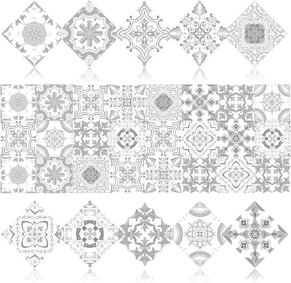 PVC Peel and Stick Tile Stickers 24Pcs Waterproof Removable Backsplash Wall Decals Self-Adhesive Subway Stickers for Kitchen Bathroom RV Instant DIY Upgrade Sticker (Style D, 3.94 x 3.94 Inch)