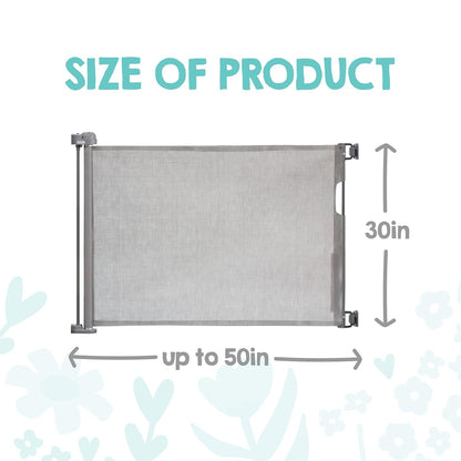 Regalo Safety 50" Extra Wide Retractable Baby Gate, Mesh Safety Gate for Doorways, Hallways & Bottom of Stairs, Hardware Mounted Gate for Babies, Toddlers & Pets, Lock Indicator Window, Gray
