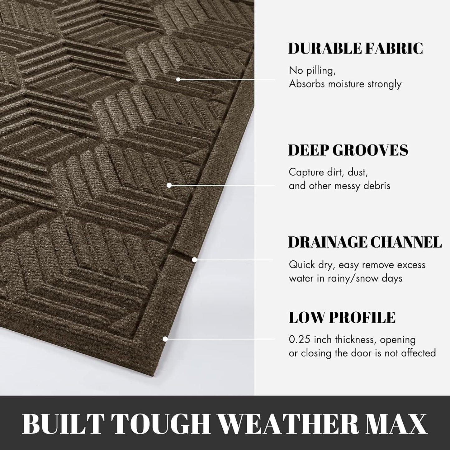 Yimobra Front Door Mat, All-Season Waterproof Outdoor Mat for Entrance with Drainage Holes, Heavy Duty Non-Slip Doormat for Garage Patio Entryway Indoor, 29.5x17, Red