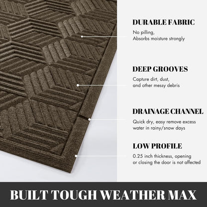 Yimobra Front Door Mat, All-Season Waterproof Outdoor Mat for Entrance with Drainage Holes, Heavy Duty Non-Slip Doormat for Garage Patio Entryway Indoor, 29.5x17, Red