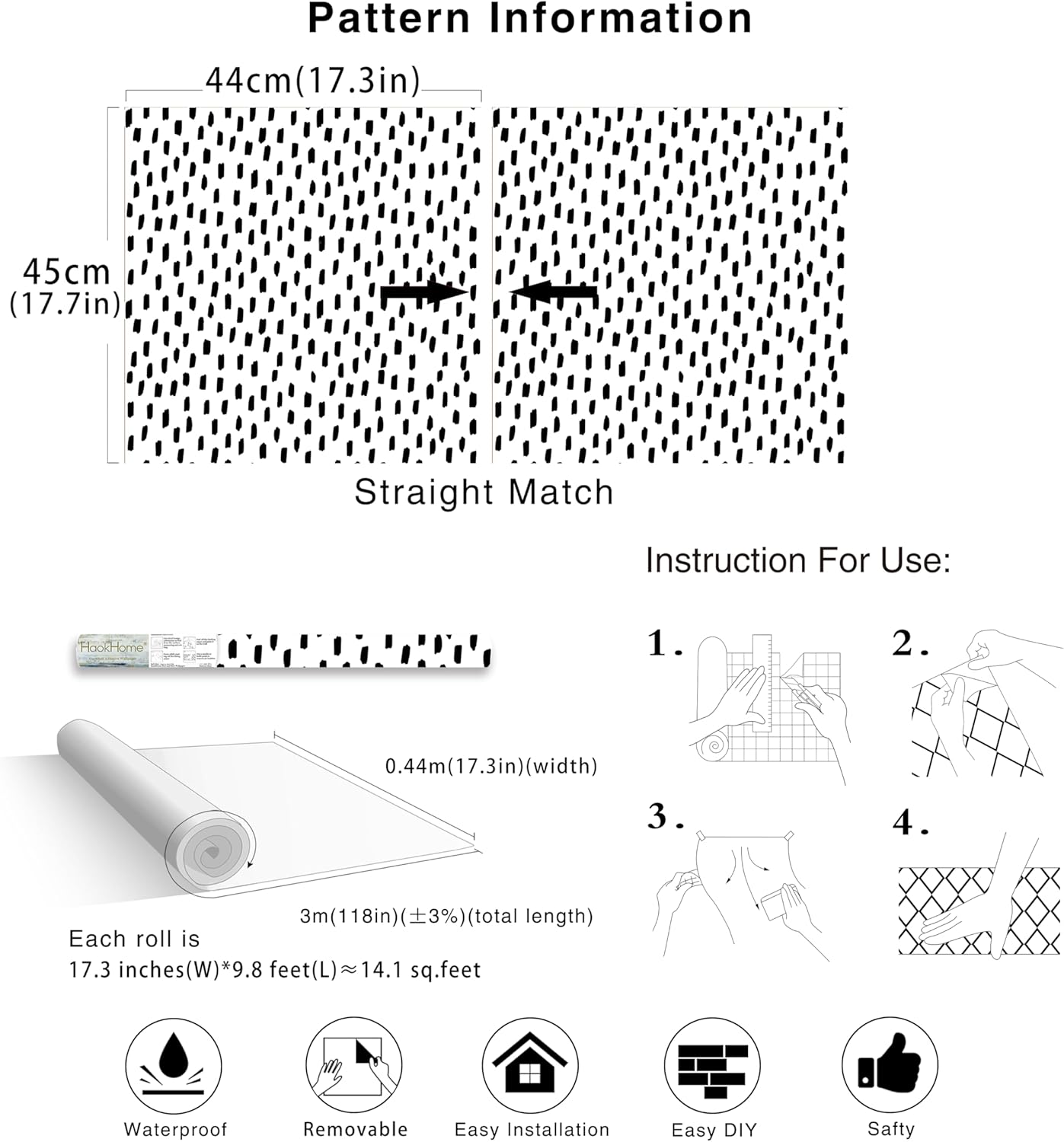 HAOKHOME Peel and Stick Wallpaper Boho Modern Dots Wall Paper Removable for Bathroom Caramel/White Contact Paper 17.3in x 9.8ft