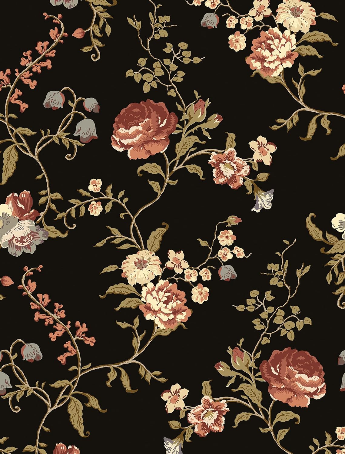Safiyya Peel and Stick Wallpaper Vintage Floral Contact Paper 17.3" x 78.7" Wall Paper Renter Friendly Self Adhesive Removable Wallpaper for Bathroom Vinyl