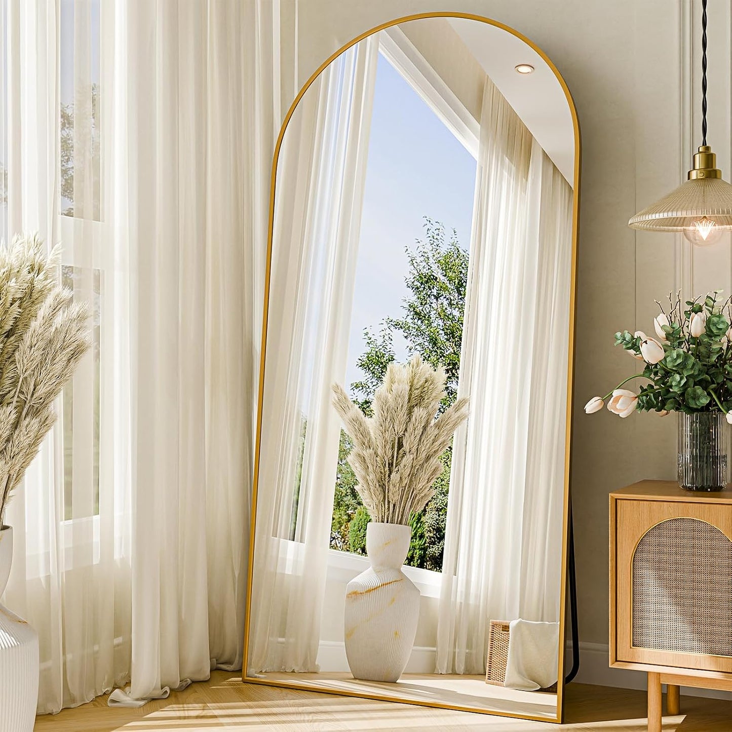 59"x16" Floor Mirror Full Length, Arched Full Length Mirror with Stand, Full Body Mirrors for Bedroom Living Room or Cloakroom Gold