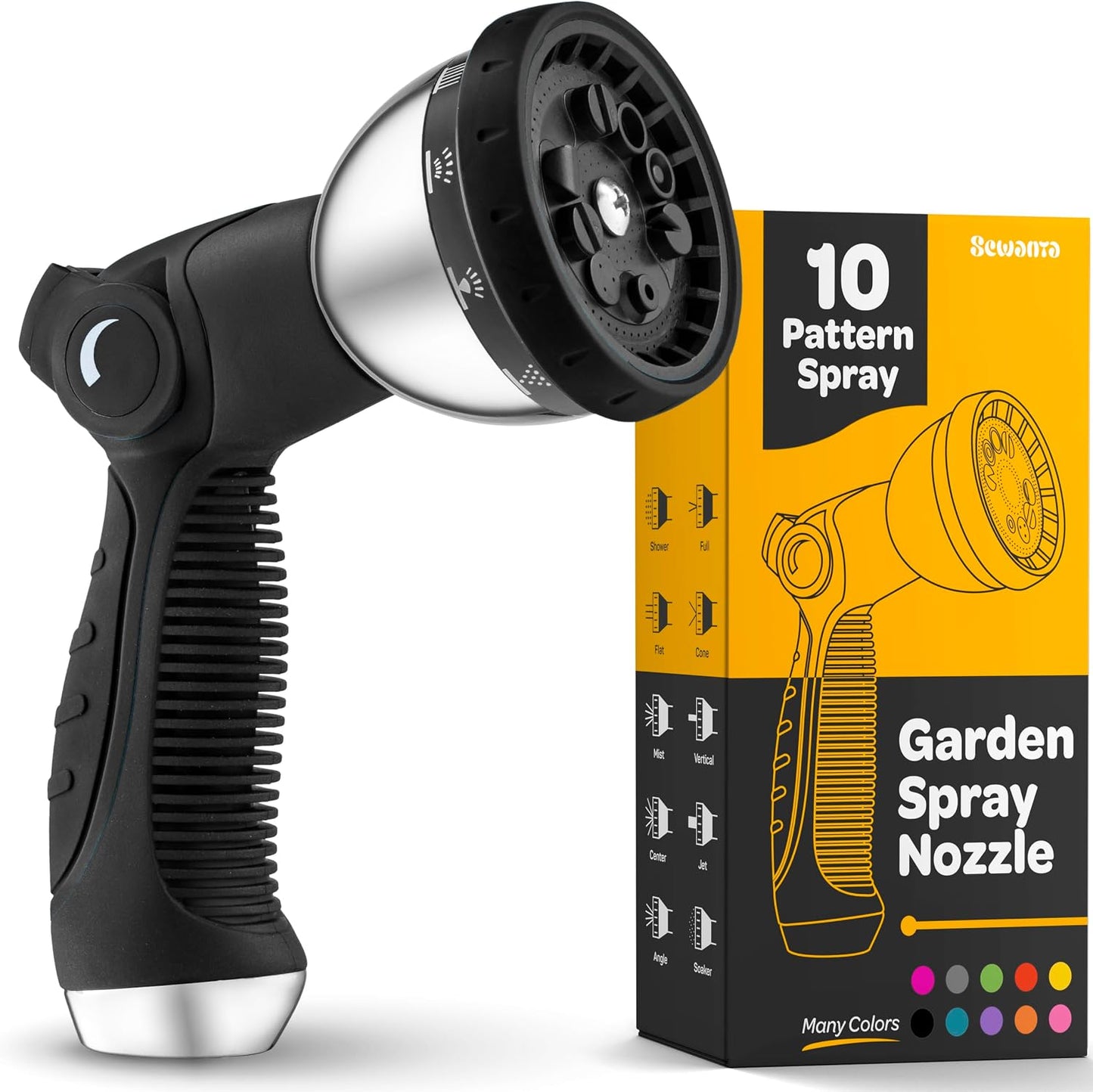Hose Nozzle [Blue] Heavy Duty Hose Sprayer With 10 Adjustable Watering Patterns. Thumb Control Design, Comfortable Ergonomic Grip, Garden Hose Nozzle for Watering Plants & Lawns/Fun showers/Cleaning