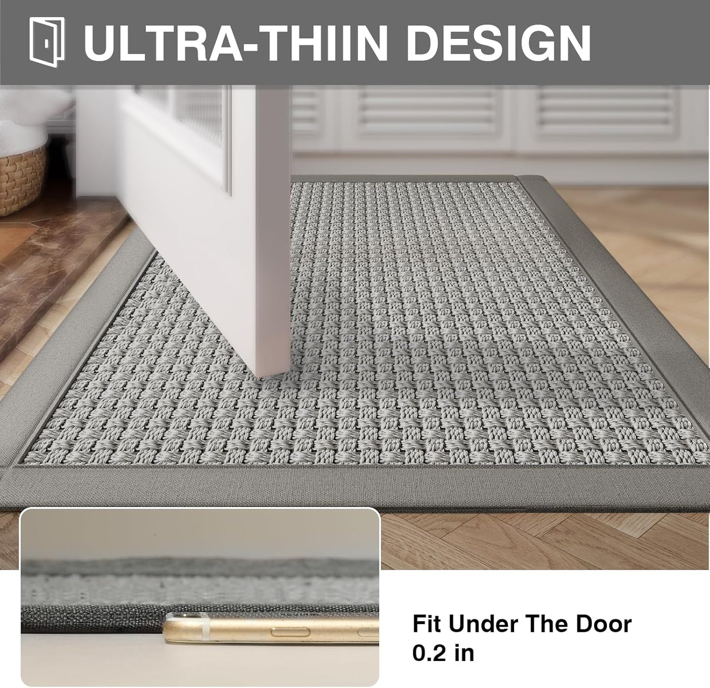 YDKGL Bathroom Rugs Non Slip, Super Absorbent Quick Dry Bath Mats for Bathroom, Foam Weave Texture Thin Bath Rugs Washable with Rubber Backing Fit Under Door Outside Shower,16" x 24“