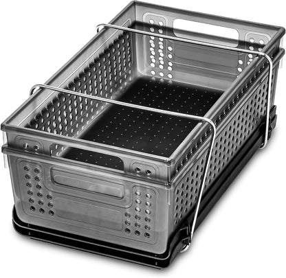madesmart Two-Tier Under Cabinet Organizer, Sliding Drawer Storage for Cleaning Supplies & Bottles, Carbon
