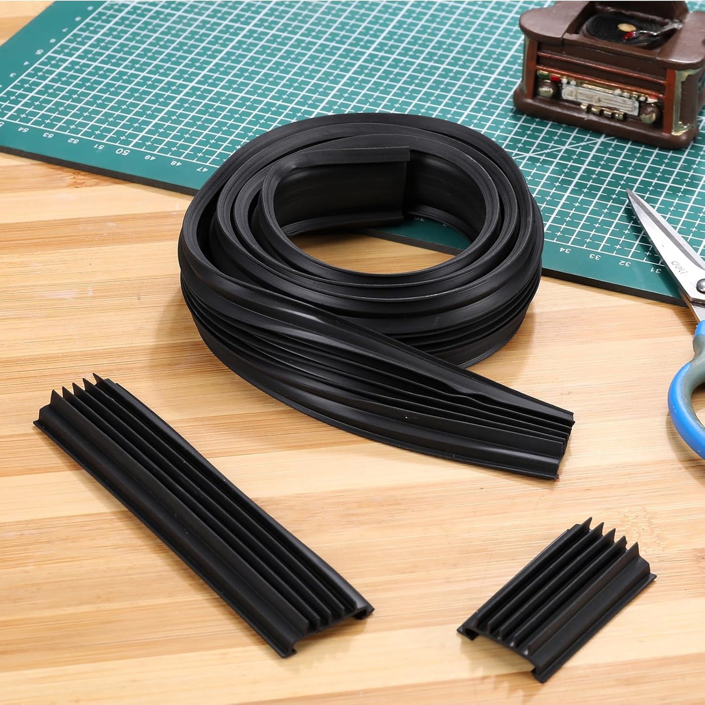 Nuanchu 1 Pcs 48 Inch Hardware U Shaped Rubber Door Bottom Sweep Weather Stripping Seal for Exterior/Front Doors Weatherproof & Noise Reducing Includes Rubber Door Seal Bottom Only (Black)