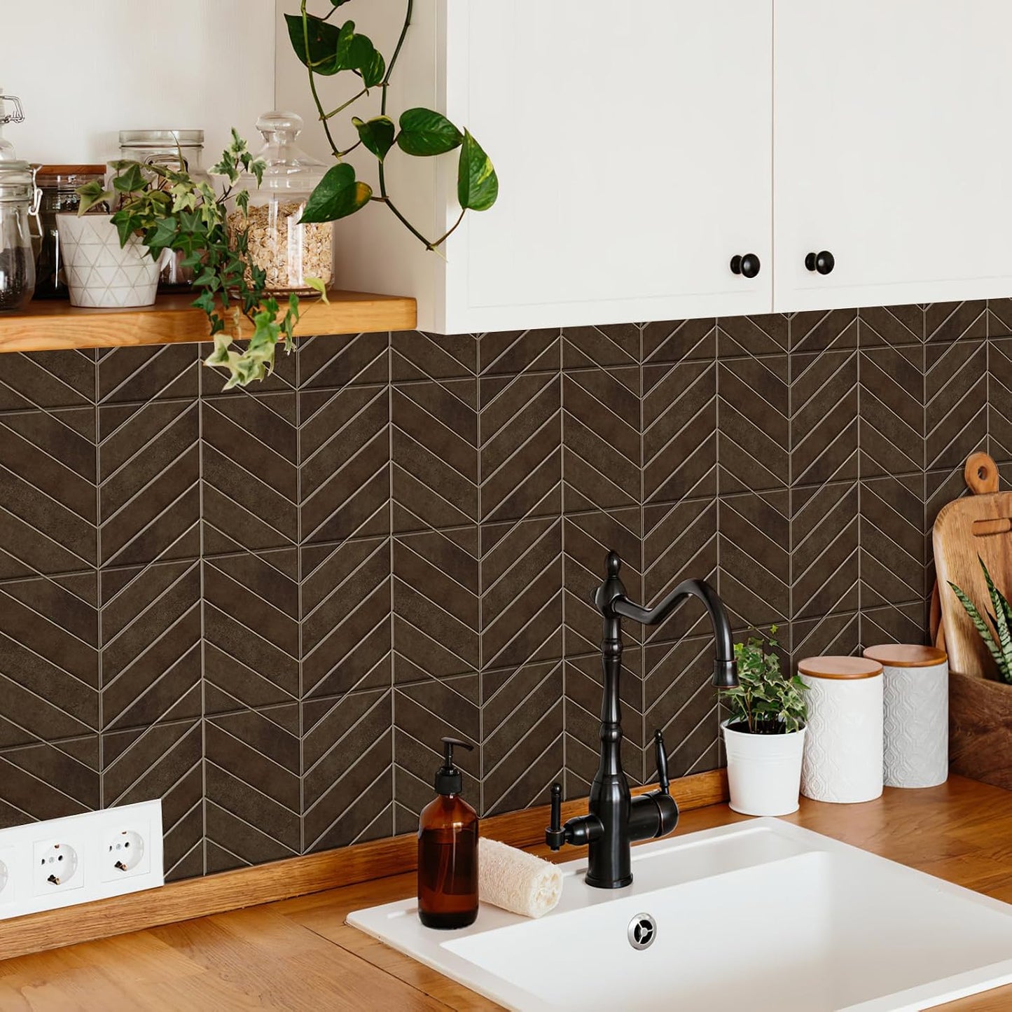 10 Sheets Thicker Design Peel and Stick Backsplash, 3D Self Adhesive Peel and Stick Wall Tile Backsplash for Kitchen, Bathroom, 11.4"x9.1", Beige